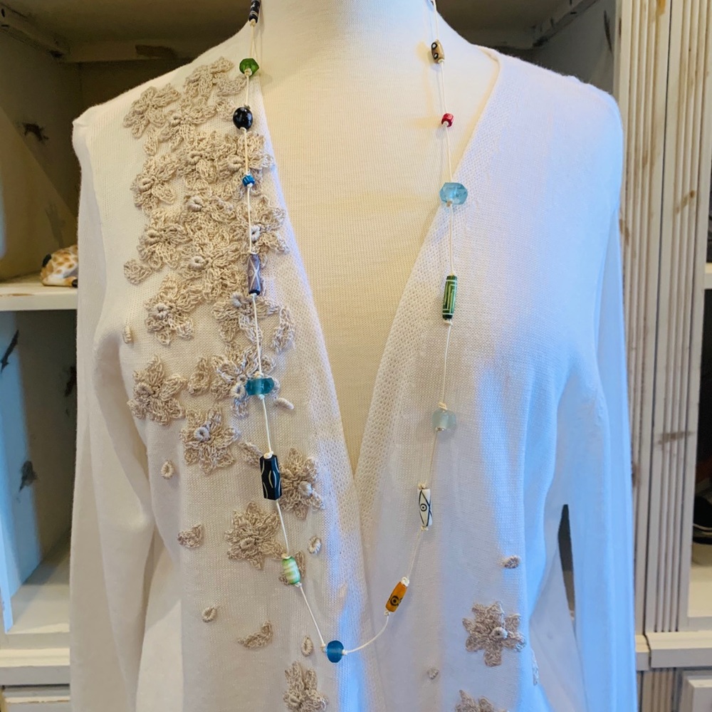 Bone and sea glass necklace